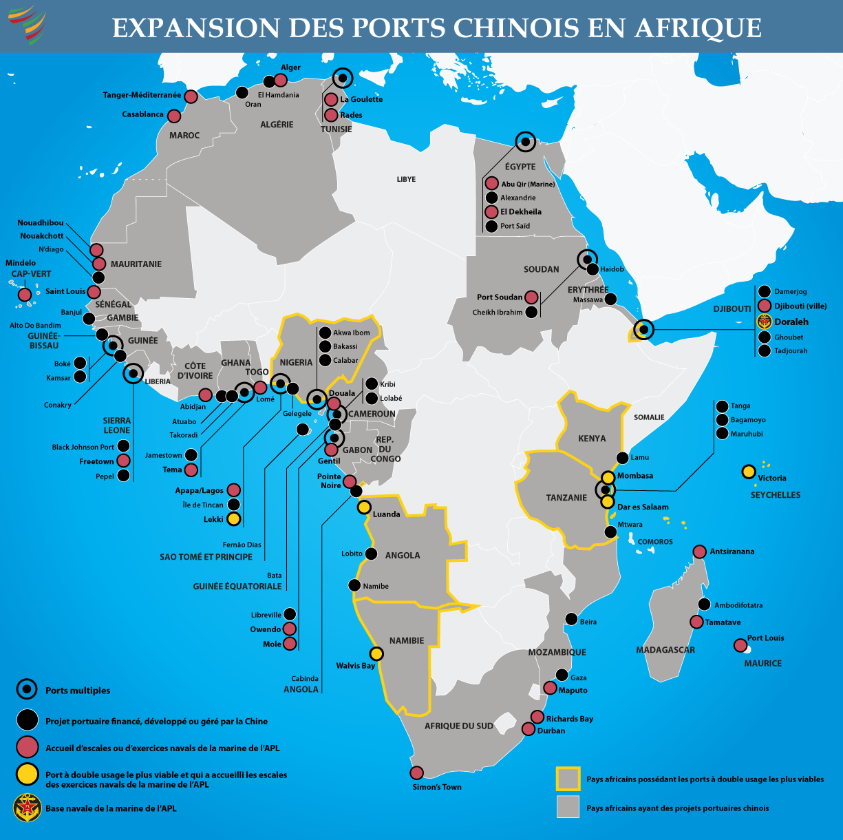 Cartographie du développement portuaire stratégique de la Chine en Afrique